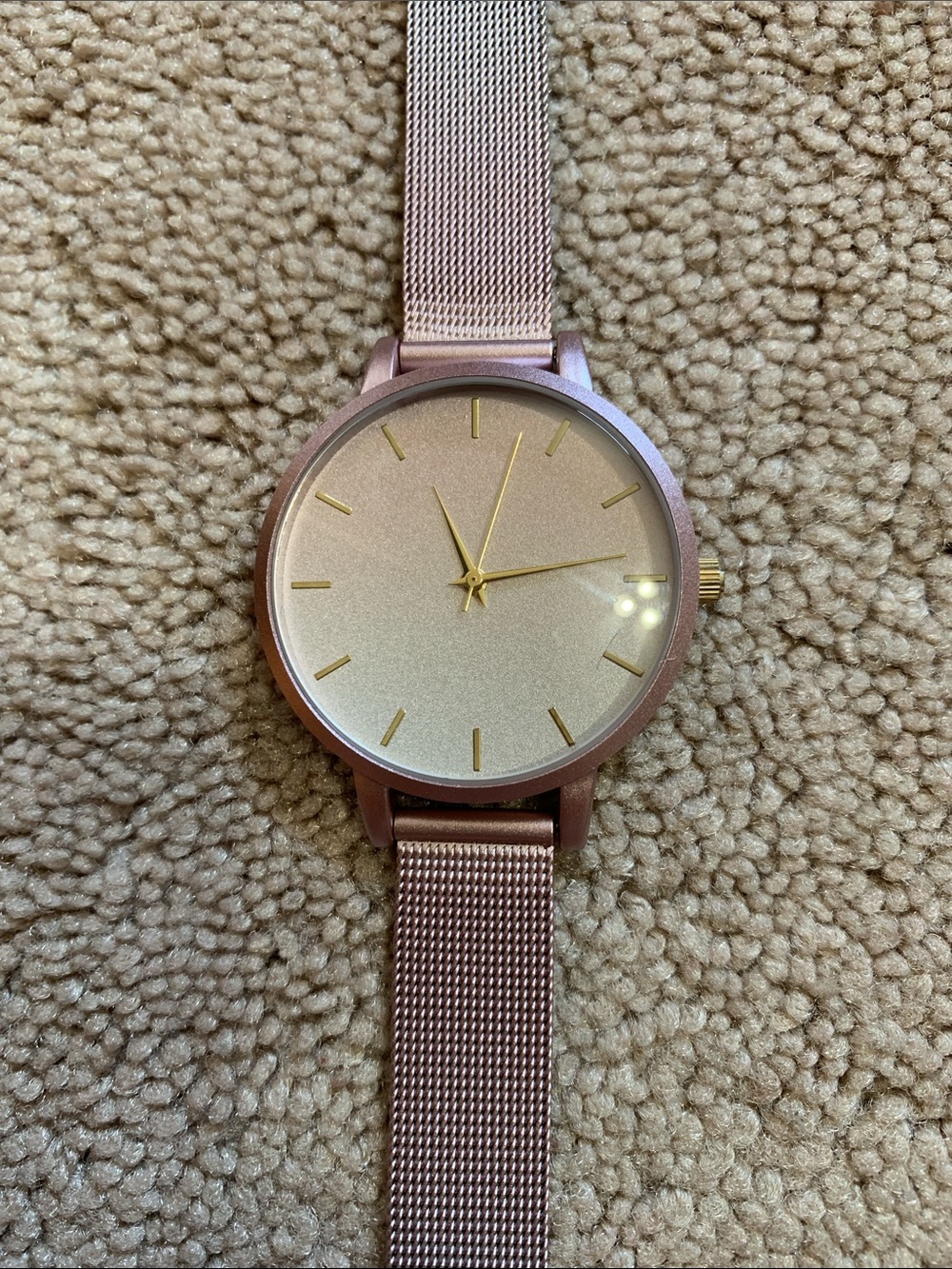 Charming Charlie Pink and Silver Mesh Strap Watch